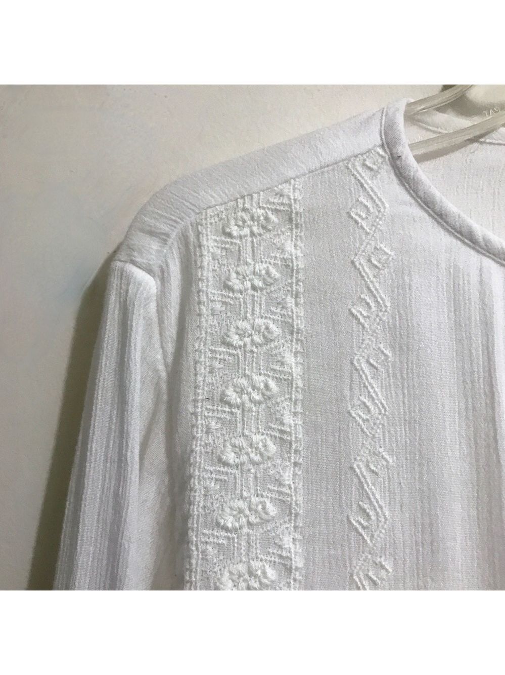 Caslon Long Sleeve Slip Over Blouse w/ Embroidery - Picture 3 of 12